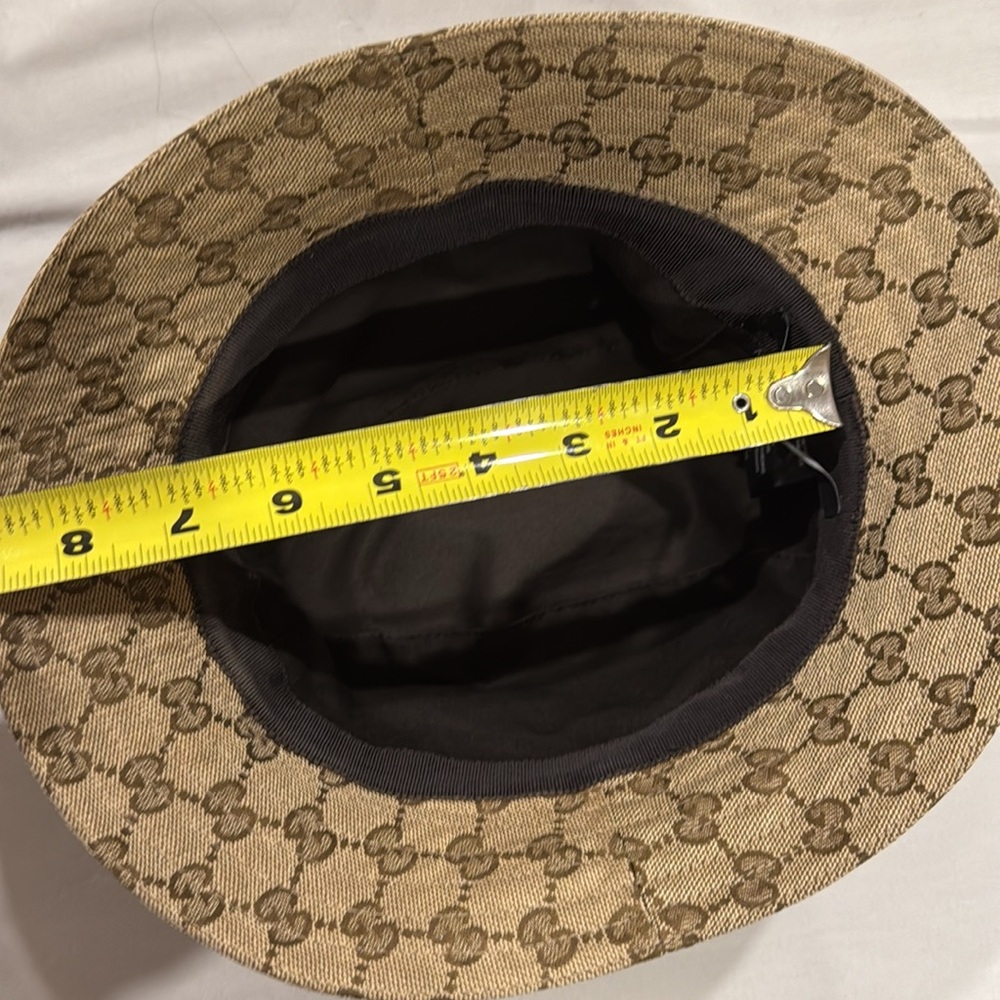 GUCCI Gg Canvas Sherry Line Bucket Hat M 200036 Beige Brown All Over Pattern 230 - Picture 7 of 7